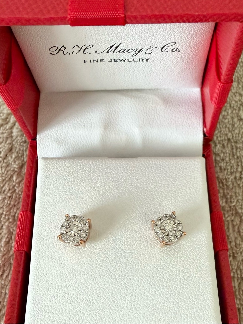 R.H. Macy's &  Co Fine Jewelry Rose Gold Cluster Diamond Stud Earrings